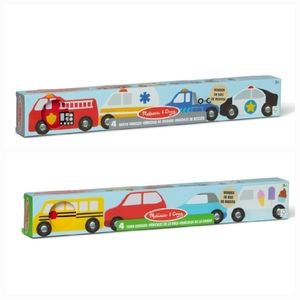 : 8 Melissa & Doug wooden Town & rescue vehicles new